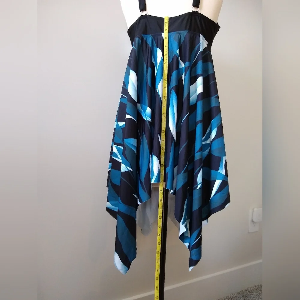 NWT 2 PC Elegant Black and Blue Women's Swimwear Dress Tankini With Bottoms XL - Picture 7 of 10